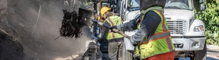 City workers removing debris